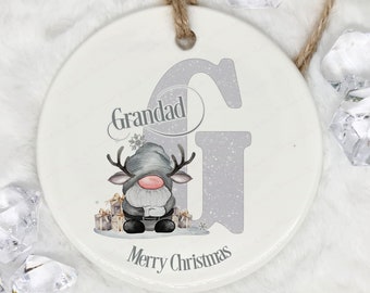 Personalised Gonk Reindeer Ornament, Ceramic Xmas Bauble, Family Xmas Gnome Bauble, Named Christmas Gift, Festive Gonk Tree Decoration