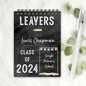 Personalised Chalkboard School Leavers Signature Book, End Of Term Notebook, Year 6 Leavers, Autography Book, School Leavers Keepsake.