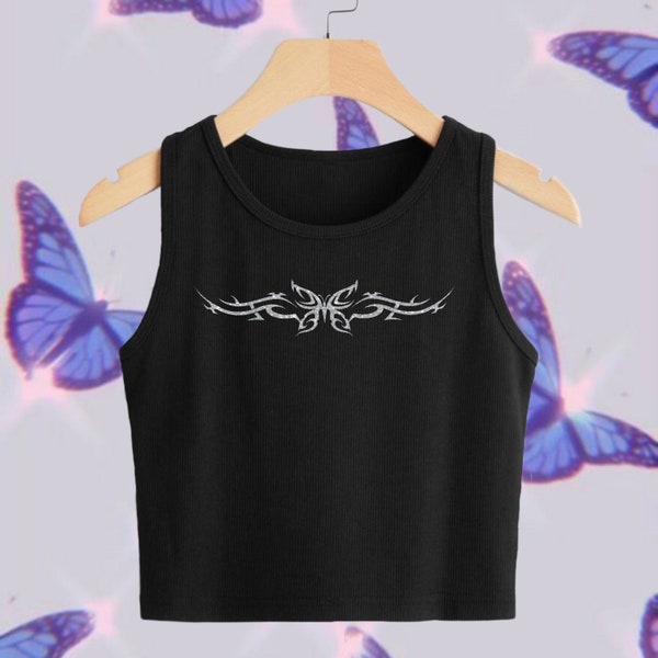 Butterfly Glitter Tattoo - Cropped Tank Top