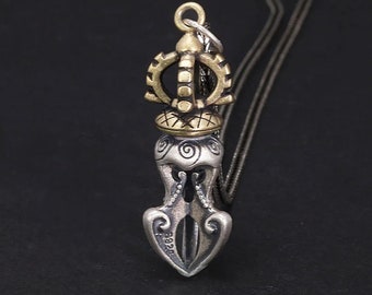 Necklace 925 Silver Double Vajra firmness of spirit and spiritual power purity peace ward off negative energy meditation U236