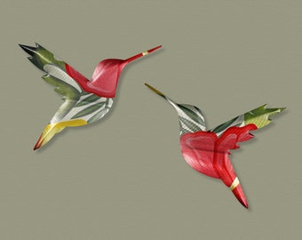Wall hanging decorative hummingbirds set