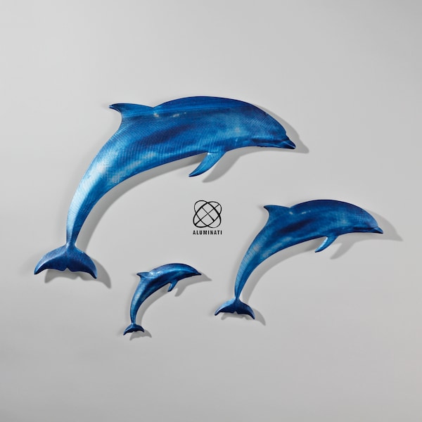 Handgemachtes Wanddeko Delfine Set II