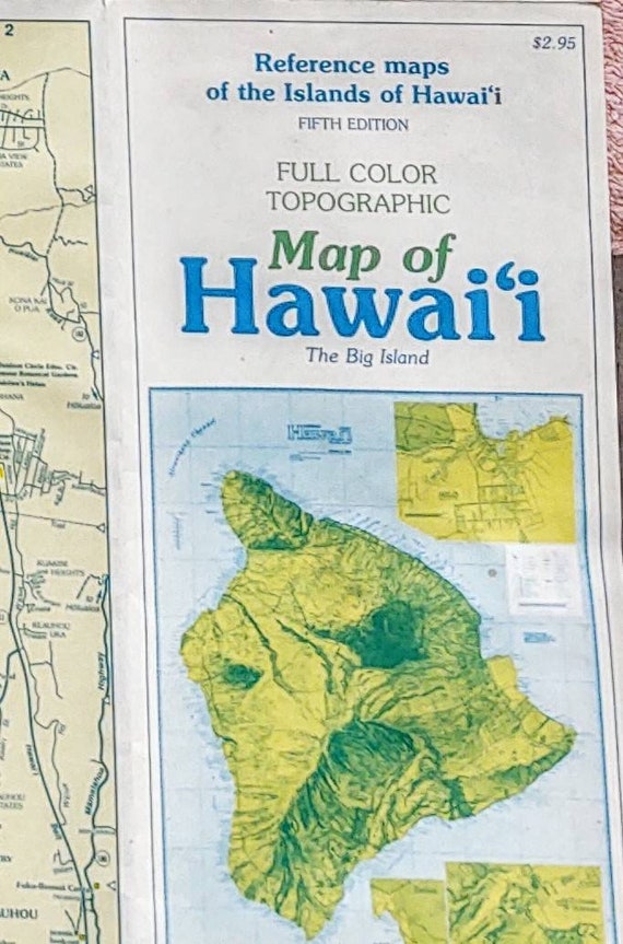 Vintage Topographic Map of Hawaii Big Island. Free Shipping. Etsy