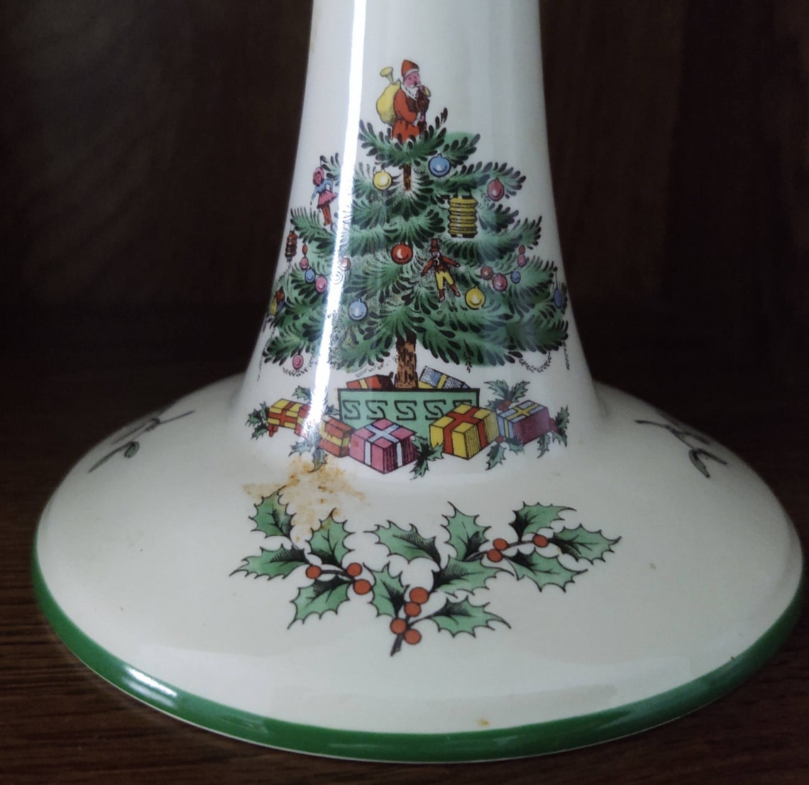 Vintage Spode candle holder Christmas tree pattern made in Etsy