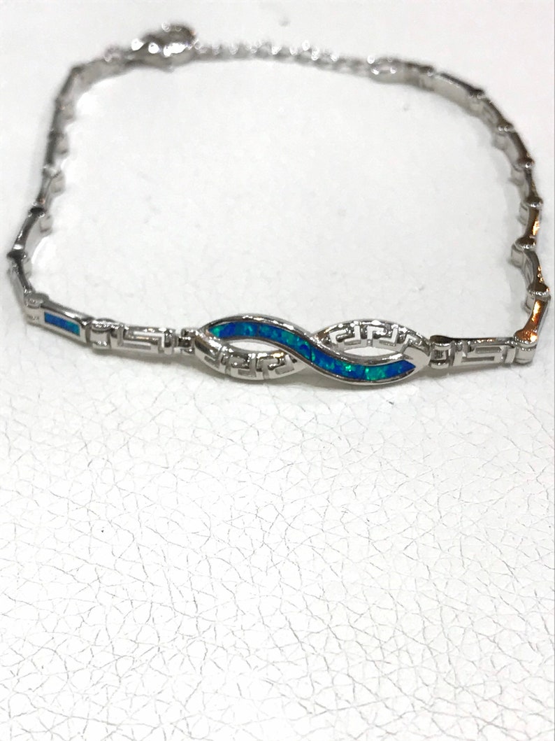 Greek design blue opal bracelet in sterling silver