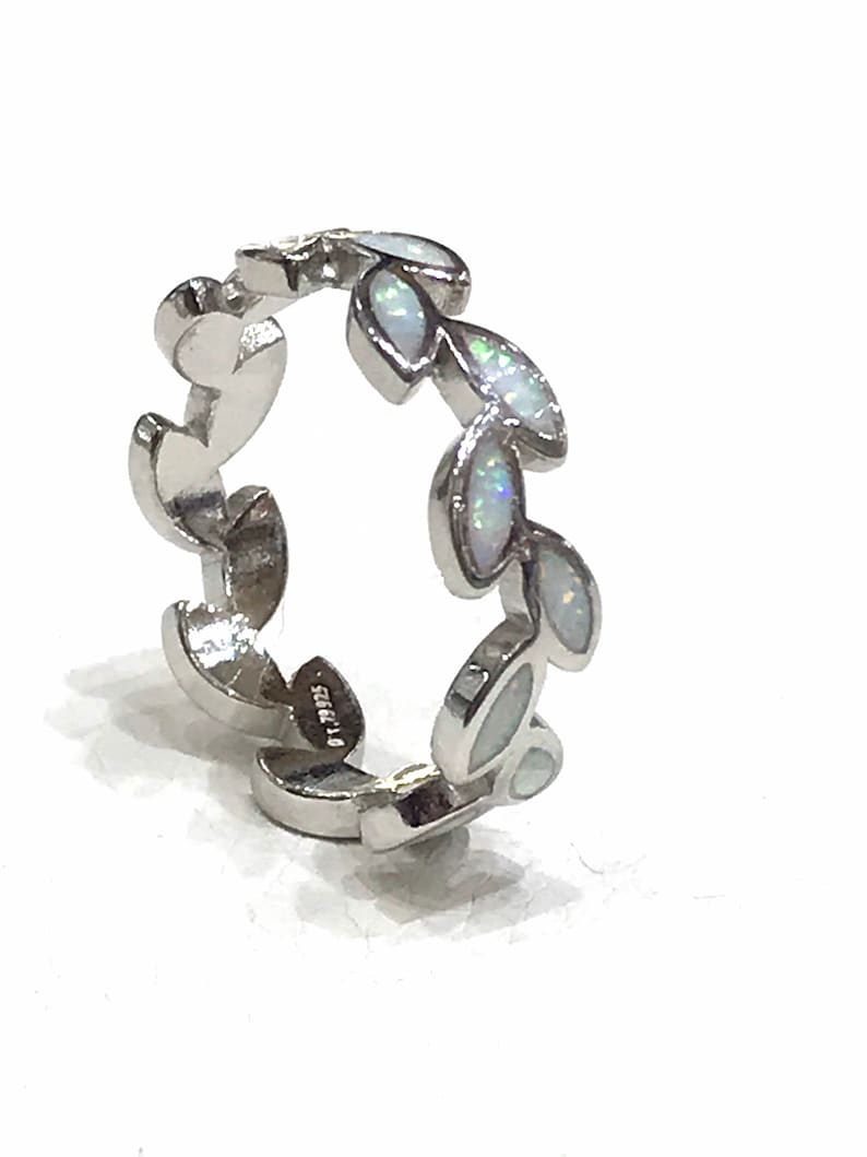 White opal silver ring