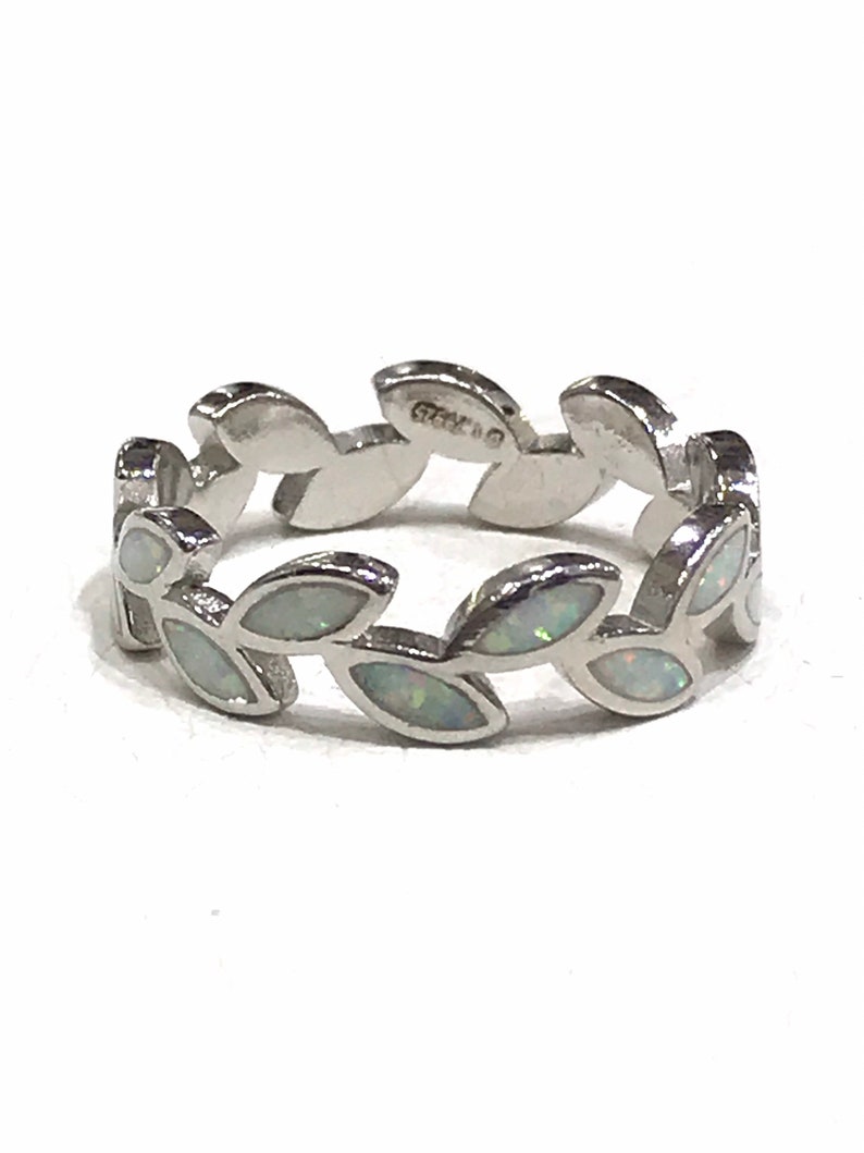 White opal silver ring