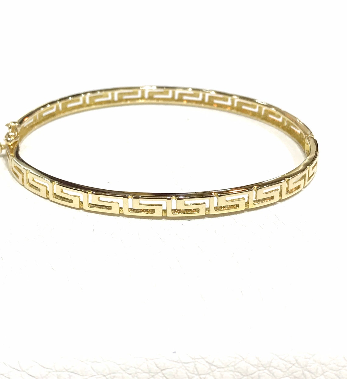 Greek design bangle bracelet in solid gold 14 karat 585 Etsy