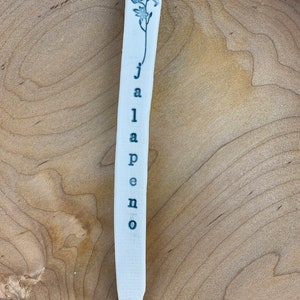Garden stake, &quot;jalepeno&quot; stamped with blue glaze