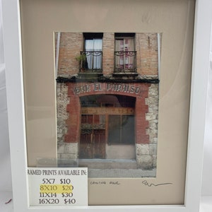 Bar El Paraiso, Camino, Spain, signed and numbered digital print, 5x7 print matted into 8x10 frame