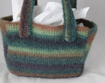 Felted purse, turquoise, purple, green and rust