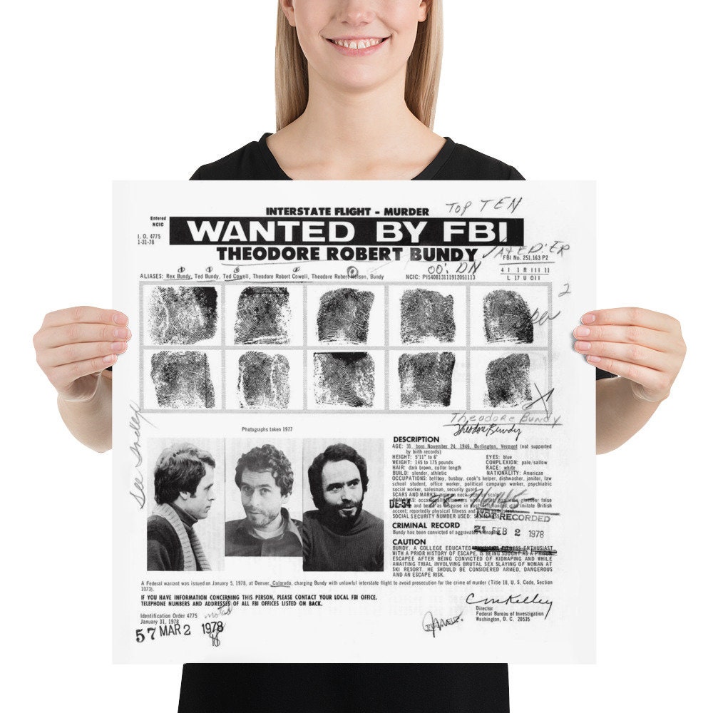 Ted Bundy Wanted Poster Serial Killer Poster FBI True Crime Etsy UK