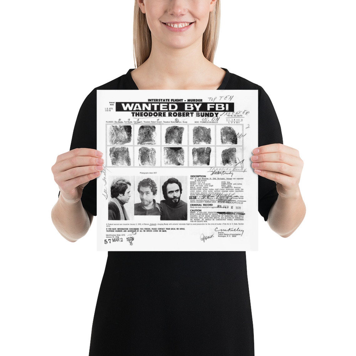 Ted Bundy Wanted Poster Serial Killer Poster FBI True Crime Etsy