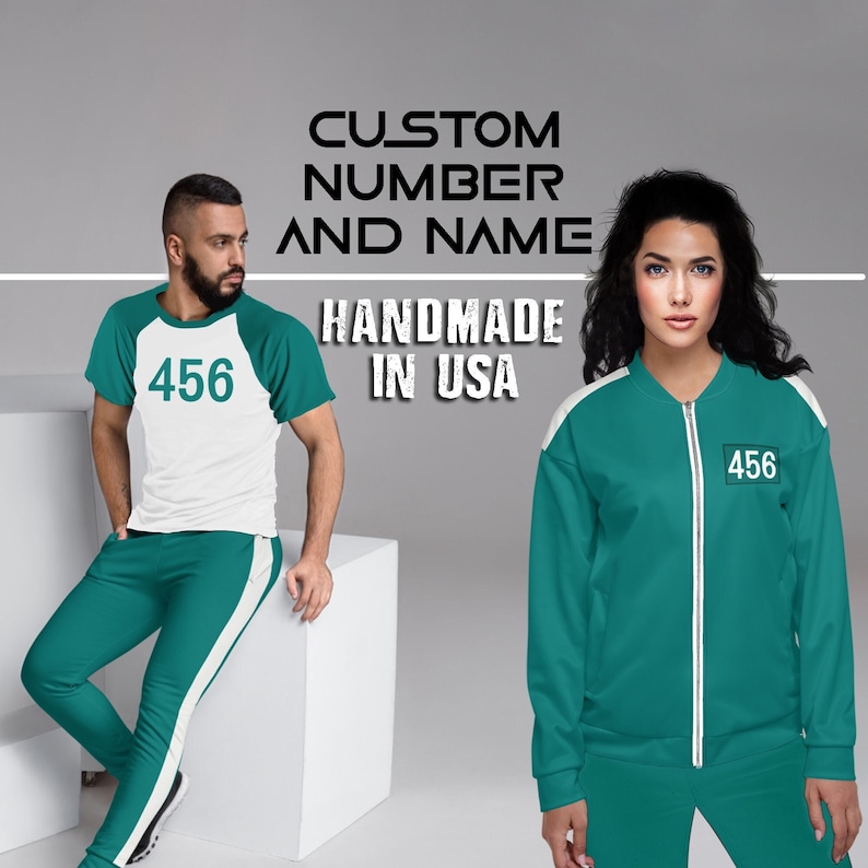 SQUID GAME Jacket Tracksuit Suit Custom Number Costume Sweatshirt Hoodie pants cosplay Jogger shirt gift 001 456 067 218 240 199 101 212 tee 