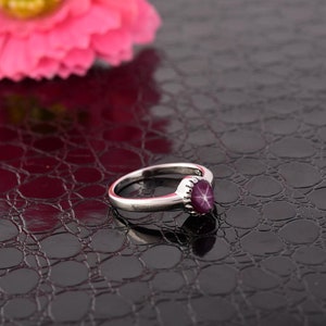 Natürlicher Sternrubin-Sterlingsilberring - 18K Weißgold überzogen