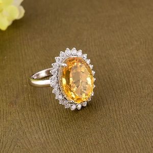 Oval Citrine Sterling Silver Ring: Cocktail Statement Ring