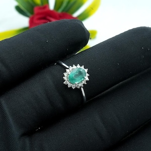 Smaragd Blumen Ring: Rubin Diamant Akzent