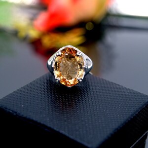 Natürlicher Citrin Sterling Silber Ring: Ovaler Edelstein