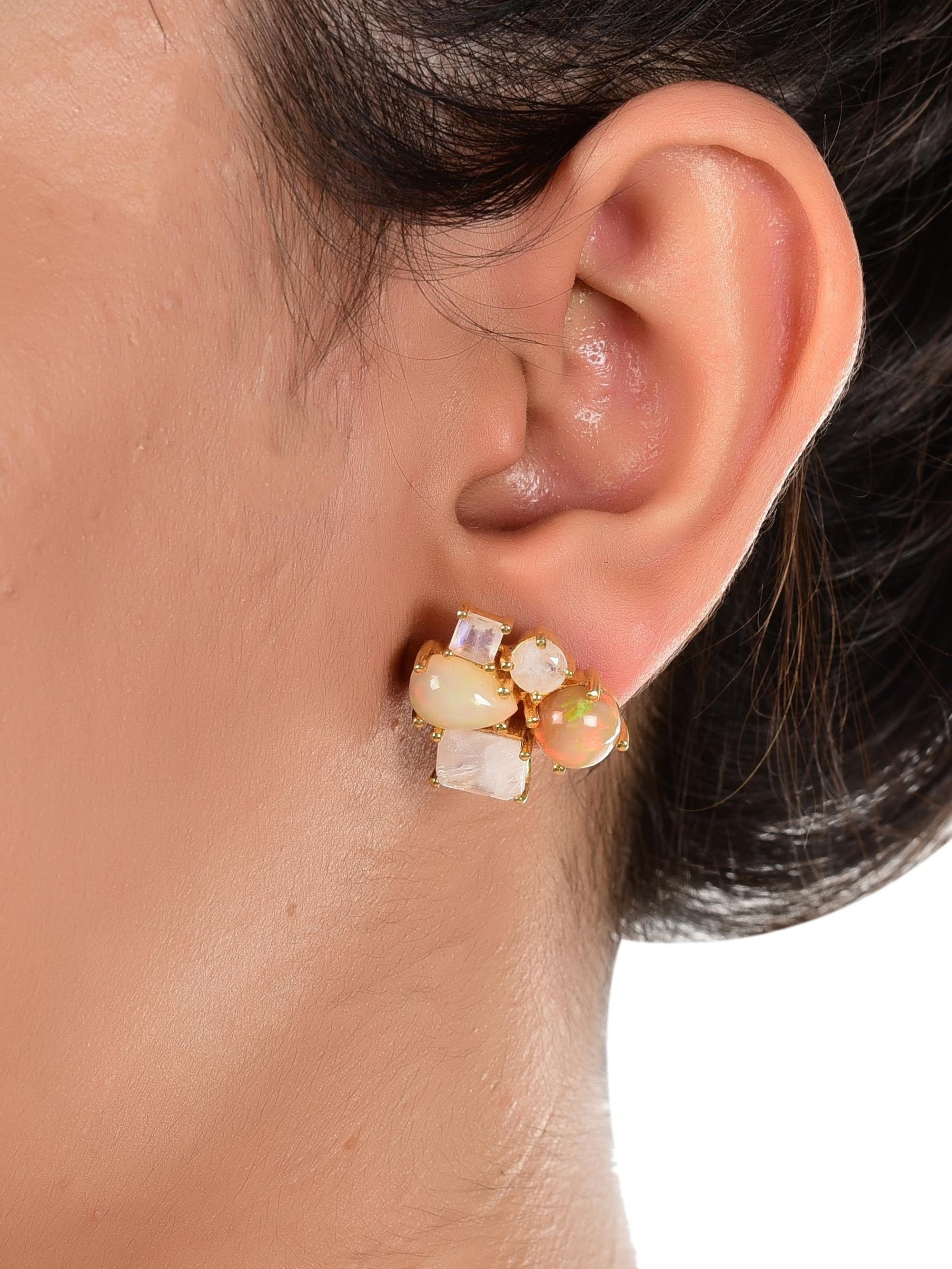 Buy Ethiopian Opal Earrings Welo Opal Earrings Fire Opal Earrings Online in  India  Etsy