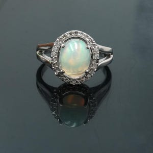 Natural Fire Opal Sterling Silver Ring: White Topaz Accent, 18K Gold Plated