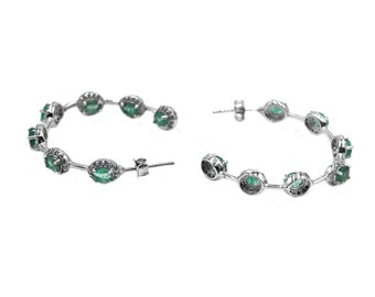 Orecchini a bottone in argento sterling con pietra portafortuna di set