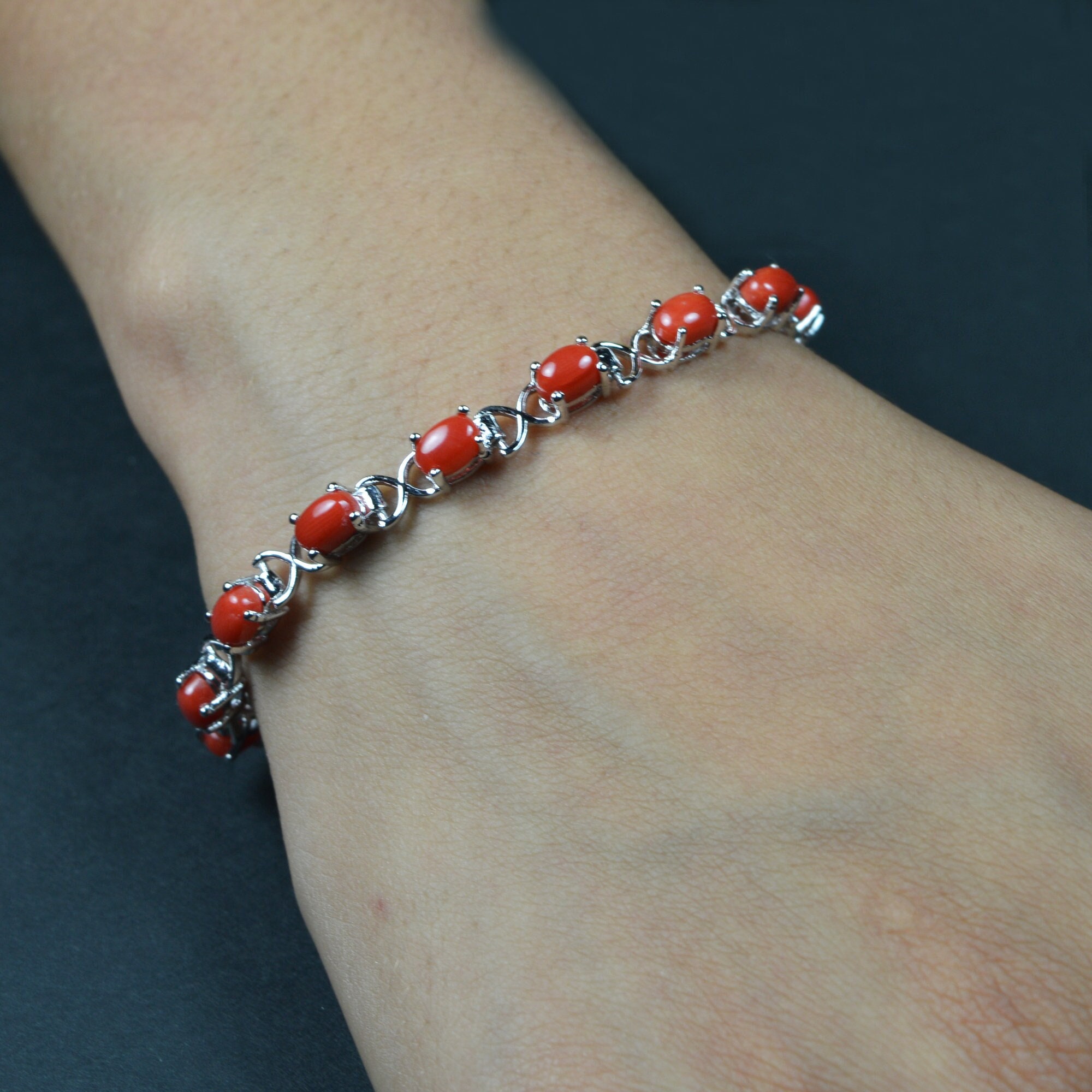 ORNO silver & coral wide hinged bracelet – Samantha Howard Vintage