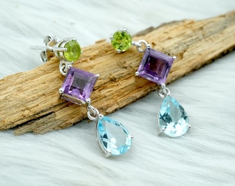 ヴィンテージ スターリング ペリドット、アメジスト、トパーズ