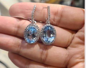 Set orecchini cielo pendenti blu topazio argento sterling