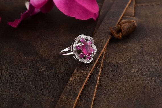 Natural Genuine Ceylon Ruby and Real Diamond Tortoise Silver Ring Tortoise Ruby Ring for Her Real Ruby Statement Ring for Women Etsy