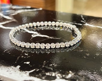 3.80カラット天然ダイヤモンドブレスレット、18Kホワイトゴールド 