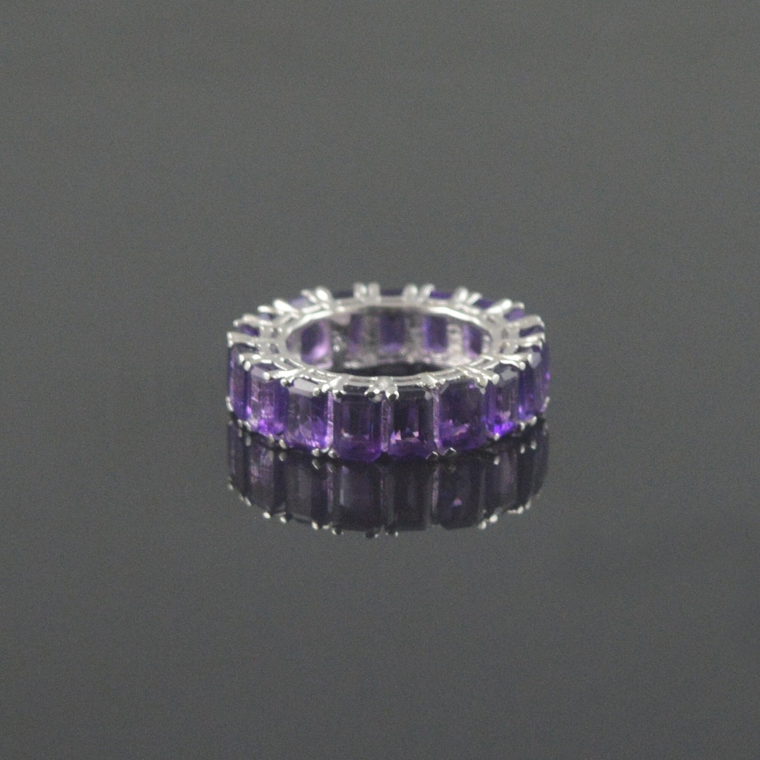 Octagon Amethyst Full Eternity Band: Sterling Silver Ring - Etsy