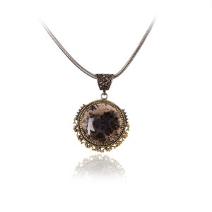 Natural Dendritic Agate Silver Pedant With Chain | Dendritic Agate Silver Pendant Necklace | Vintage Agate Silver Pendant For Women