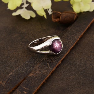 Genuine Star Ruby Sterling Silver Ring: Unisex Statement Jewelry