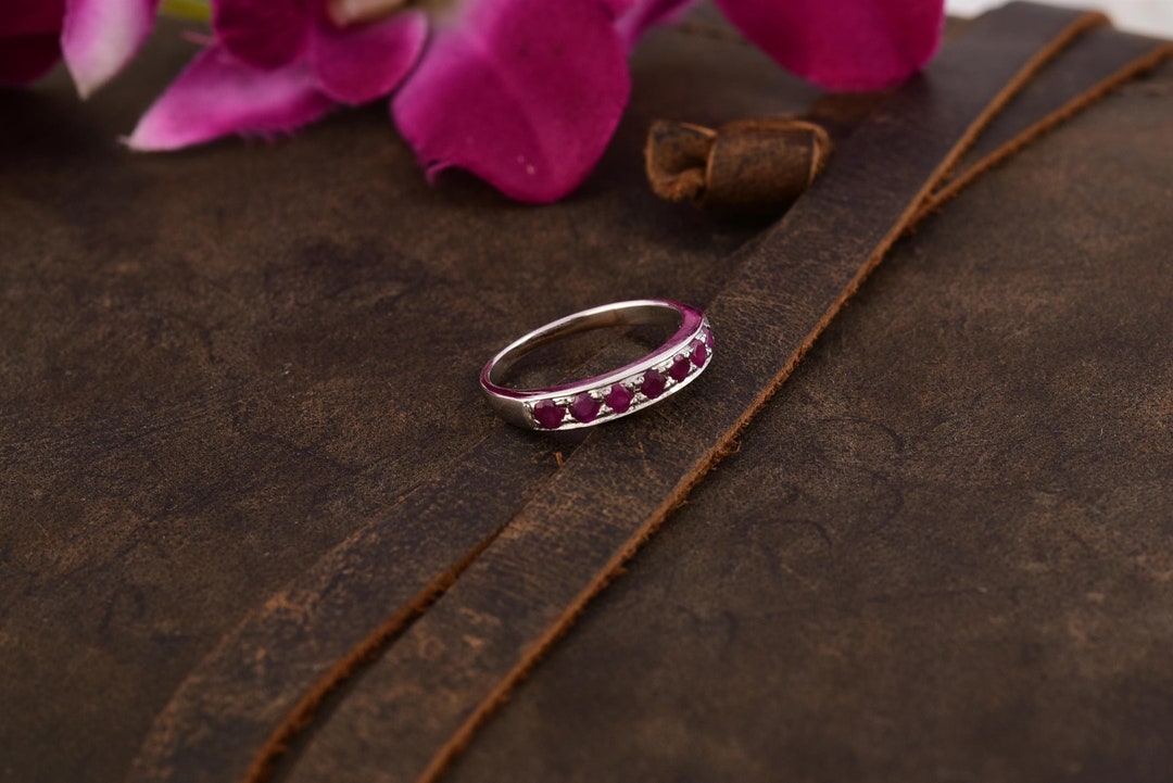 natural ruby silver ring, dainty ruby ring, stackable... Natural Ruby Sterling Silver Ring : Dainty Minimalist Band - Etsy