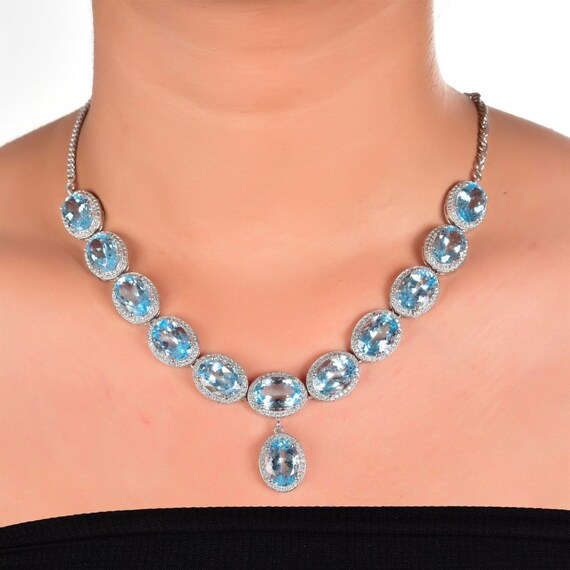 Set Di Gioielli S925 Con Topazio Blu, Design A Goccia, CMA Certificato - Foto 12