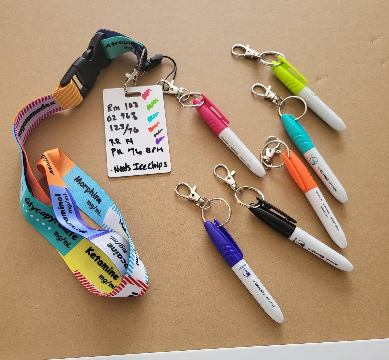 Scissors Ink Pen and Permanent Marker Badge Reel Clip on Set