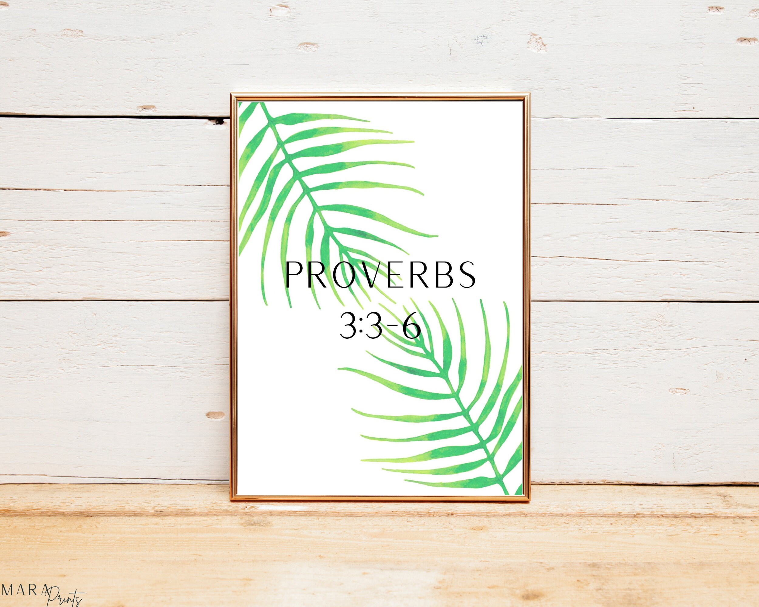 Green Palm Leaf Art Printable Bible verse prints Christian Etsy