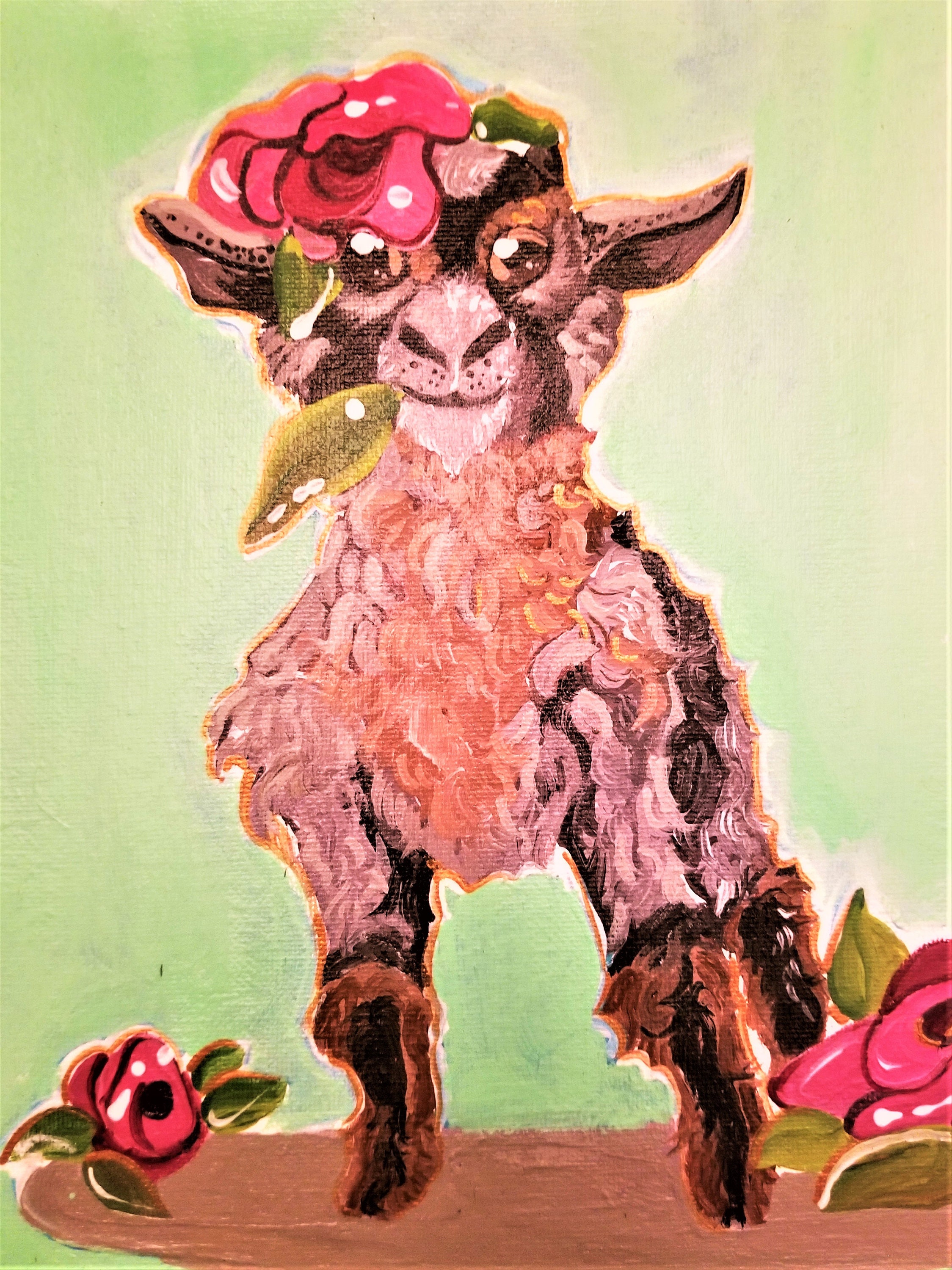 Goats 'n Roses 10x10 original acrylic Etsy