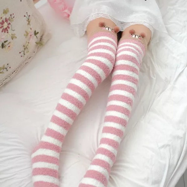 Knee long fluffy warm socks