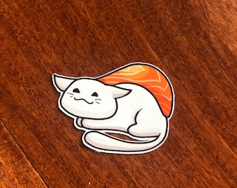 Sashimi cat waterproof vinyl sticker, matte sticker, cute cat sticker, cute cat stationary