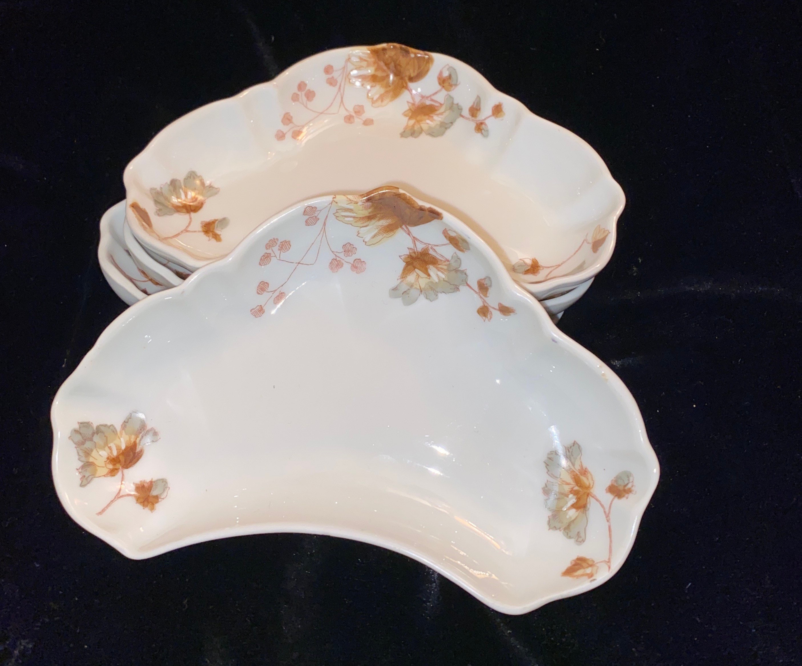 Antique Leonard Vienna Bone Dishes Plates Austria China Floral Etsy