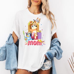 Blue Mom Shirt Blue Mom Shirt Birthday Mama Shirt Cartoon Mommy Shirt Blue Dog Mom Dad Shirt Blue Family Shirt Mom Gift Mama Tee