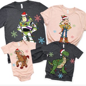 Disney Christmas Toy Story Group Christmas Lights Shirt Buzz Lightyear Woody Jessie Rex Xmas Tee Disneyland Xmas Matching Shirt Family Xmas