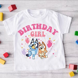 Blue Birthday Girl Shirt Baby Girl Shirt Cute Birthday Girl Shirt Cartoon Birthday Girl Tee Custom Birthday Party Shirt Funny Tees Toddler