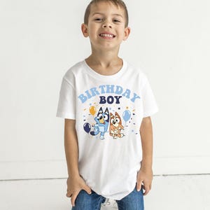 Blue Dog Birthday Boy Shirt Custom Shirt Birthday Boy Tee Cartoon Birthday Shirt Baby Boy Tee Birthday Party Shirt Funny Shirt Toddler Tee