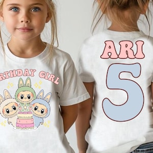Custom Labubu Birthday Girl Shirt Personalized Labubu Birthday Gift Custom Birthday Shirt Cute Birthday T-Shirt Custom Birthday Girl Tee