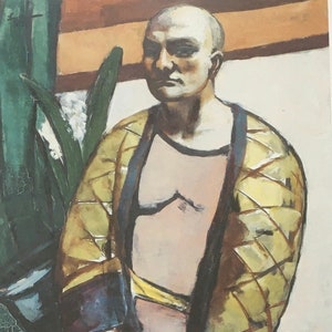 Original Vintage Print 1985 by Max Beckmann. Self- Portrait With Saxophone (1930) German Art, Modern Art, Home Decor, Wall Art