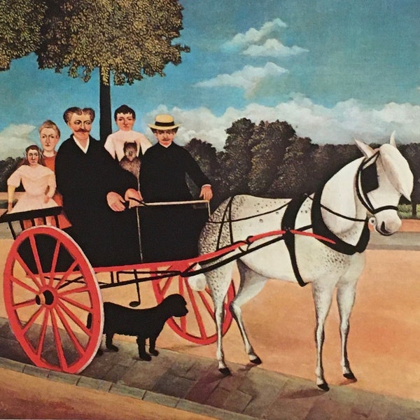 Tirage vintage original 1975 Par Henri Rousseau. La Charrette du Père Juniet (1905) Art naïf, primitivisme, décoration murale moderne.