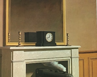 Original Vintage Print 1986 by Rene Magritte. Time Transfixed (1939) Surrealism, Modern Wall Art, Home Decor, Different