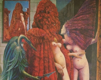 Original Vintage Print 1973 by Max Ernst. The Robing Of The Bride. Surrealism, Modern Wall Art, Home Decor